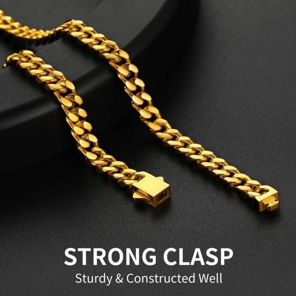 Men' 5mm Width Steel Gold 18K Gold Plated Cuban Durable Hip Hop Chain Jewelry - Picture 3 of 7